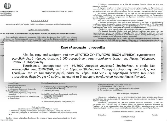 Ηχηρή άρνηση για το φωτοβολταϊκό πάρκο της Ένωσης Αγρινίου στην Ηλεία
